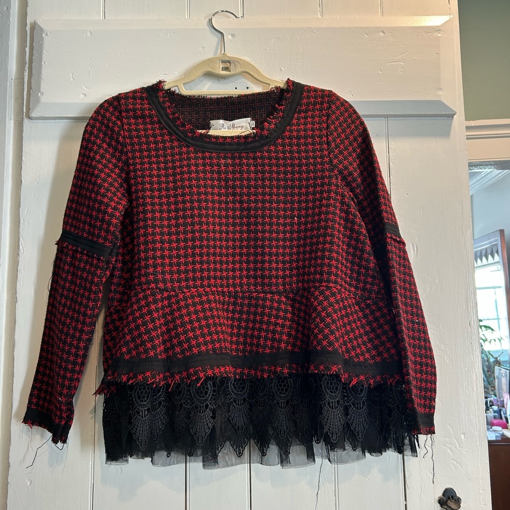 NWT Black and Red Wool Top
